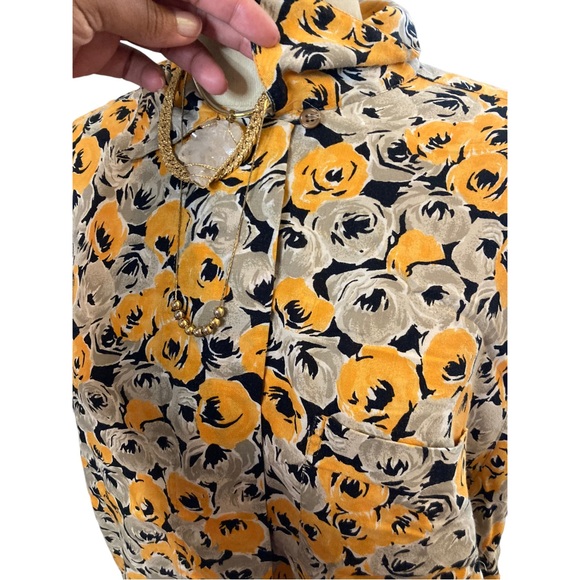 Vintage Yellow Rosy Floral Button Up Blouse - Picture 5 of 7